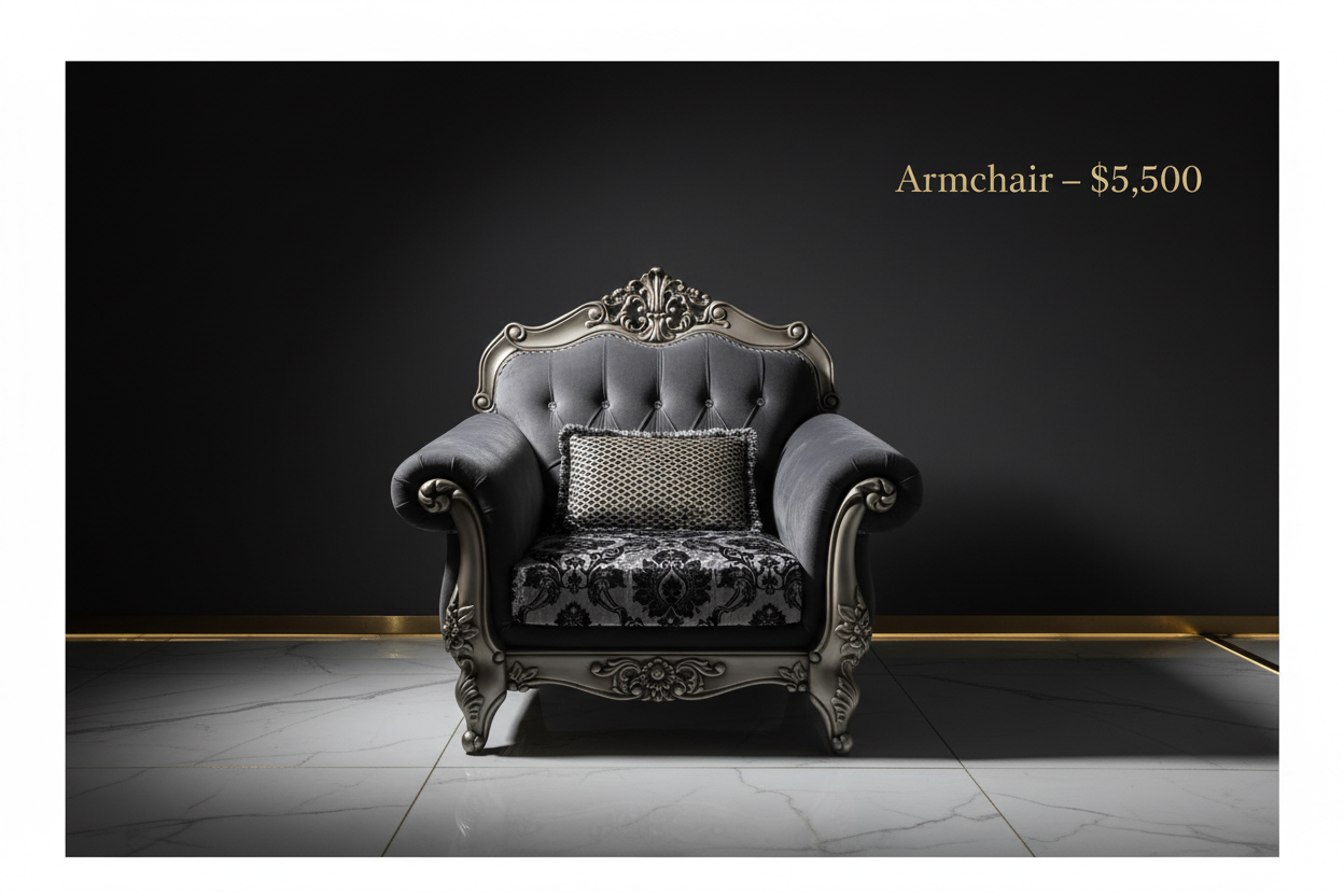 Baroque armchair luxury ad