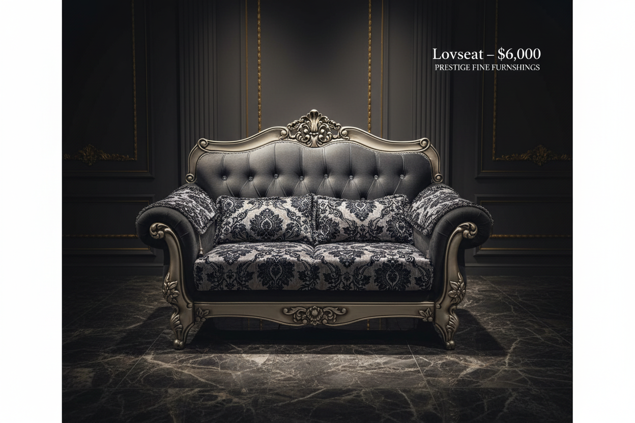 Baroque loveseat luxury ad